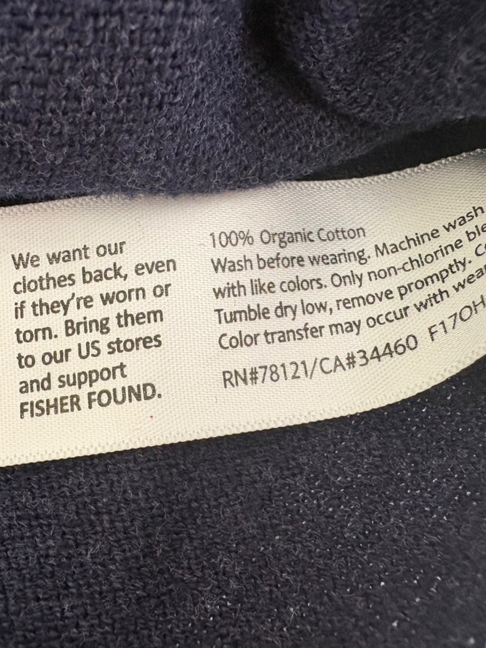 Eileen Fisher Navy Blue Organic Cotton Drop Shoulder Sweater Size M - Picture 3 of 7